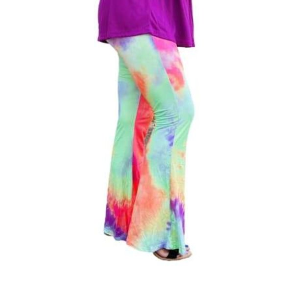 Pants - Orange Tie Dye Flare Bell Bottoms
